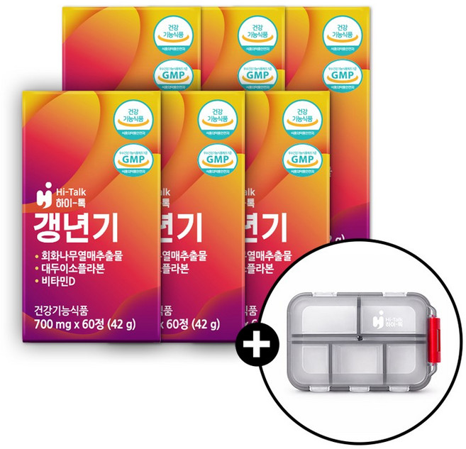하이톡 갱년기 회화나무열매추출물 대두이소플라본 에스트로겐 여성호르몬 비타민D 700mg, 6개, 60정