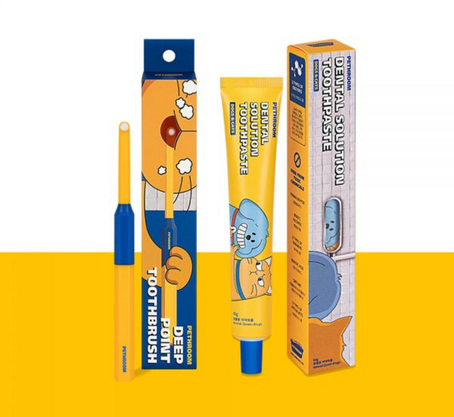 페스룸 포인트 솔루션 세트(칫솔+치약) 초소형 초극세사모 어금니칫솔+바르는 치약 입냄새 치석제거, 멜론향, 1개