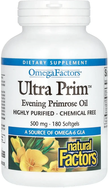 Natural Factors OmegaFactors Ultra Prim 달맞이꽃 오일 500mg 소프트젤 180정, Natural Factors OmegaFactor..., 1개 - 쿠팡