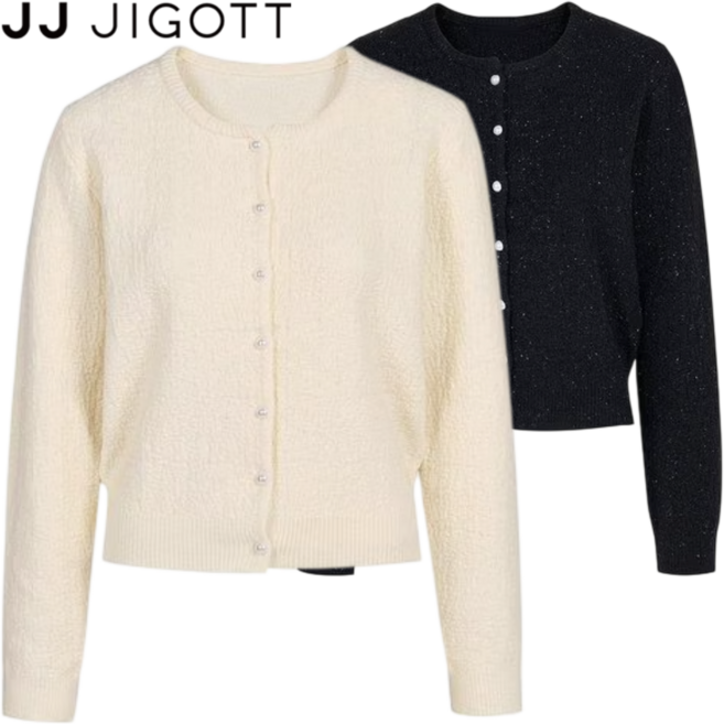 [매장정품] JJ지고트 여성 가디건 금사 메탈 버블 텍스처 진주 버튼 동절기 겨울 자켓