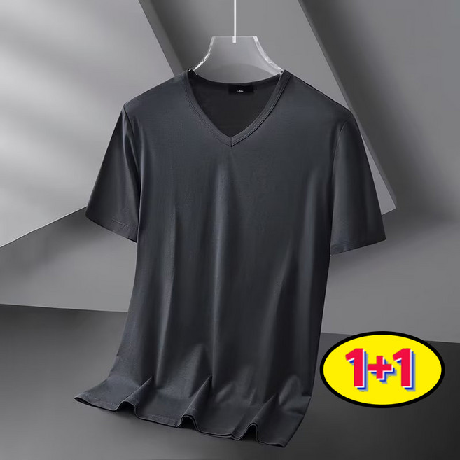 AOKADA 1+1 남성 반필 티셔츠 브이넥 이너티 쿨티 쿨링 기본티 슬림핏 머슬핏 기능성 남자 반팔티