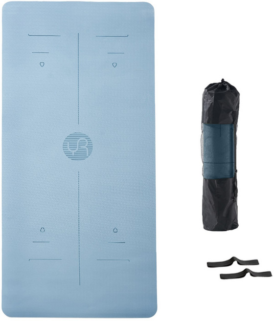 유렌 센터라인 요가매트 미끄럼방지 TPE 90cm 와이드 필라테스 운동매트, 1개, 스카이블루