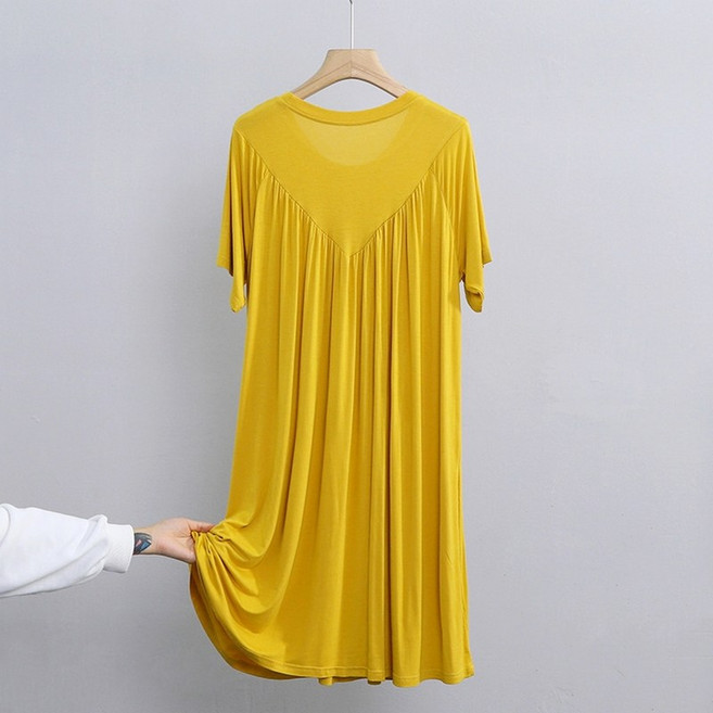 빅무드 원피스 잠옷 모달 빅사이즈 여름 홈웨어 임산부 실내복 빅V셔링 이지웨어