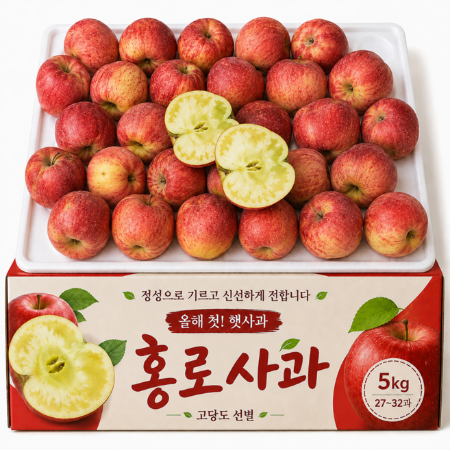 [돌풍특가] 올해첫 햇사과 고당도선별 홍로사과, 1박스, 5kg