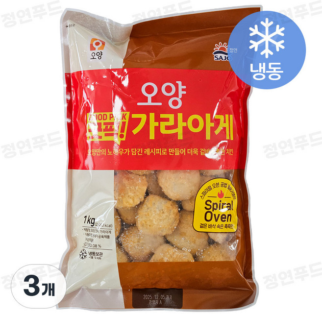 [정연푸드] 사조오양 굿픽 가라아게 (냉동), 3개, 1kg
