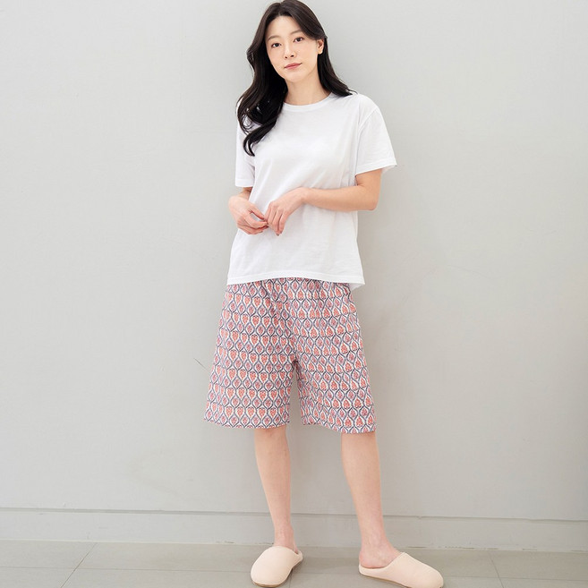 물론 여성 자카드 인견5부 파자마