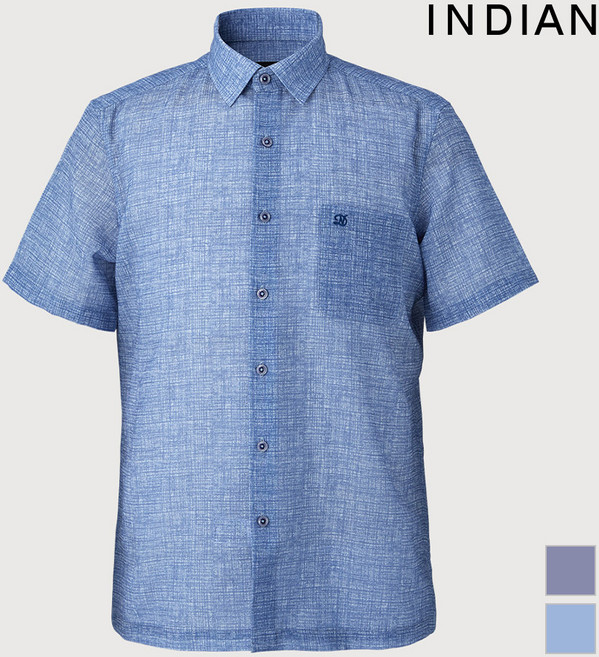 [INDIAN] 써커 솔리드 미니멀 프린트 반팔 티셔츠_ MITNSXM3121