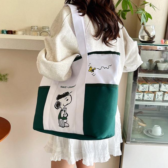 스누피 가벼운 데일리 캐릭터 캔버스 에코백