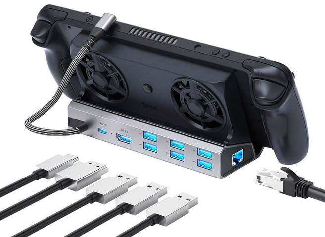 LEGION GO ROG ALLY U3 DE 60HZ 포트 충전 PD SD IN 4개 TF STEAM 13 도킹 이더넷 DO 4K 스팀 기가비트 USB 데크용 듀얼 스테이션 100, 9 in 1