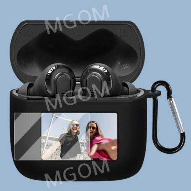 JBL TOUR PRO3 케이스 보호 커버 실리콘 액정보호 필름 무선 이어폰 호환 이어버드, 투어 프로 3, 블랙+고리+액정필름, 1개