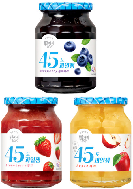 복음자리 45도 딸기잼 +사과잼 +블루베리잼 (3종) 과일잼