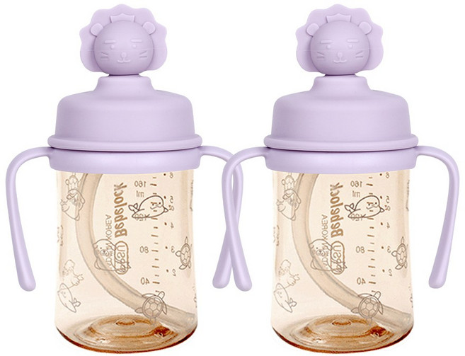 베베락 실리콘 토퍼 손잡이빨대컵 210ml(2P), 토퍼 손잡이 210(라벤더2P), 2개, 210ml