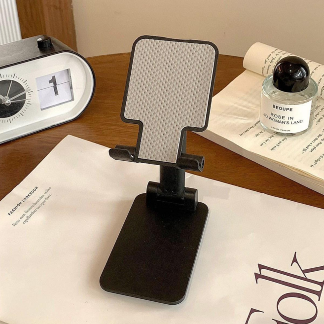 리브온 접이식 스마트폰 거치대 각도조절 핸드폰 스탠드 탁상용 휴대폰 받침대, 1개, 블랙