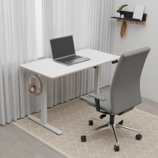 핏쳐 전동식 모션 데스크 높이조절 스탠딩 책상 사무용 학생용 컴퓨터, 화이트