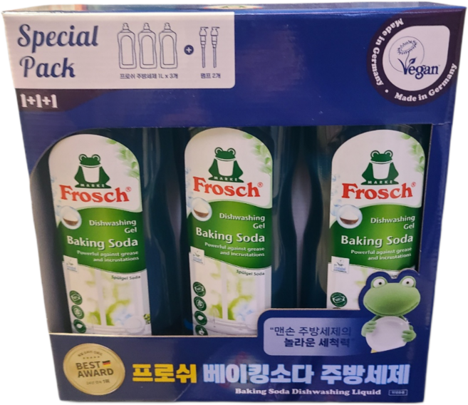프로쉬 베이킹소다 주방세제 피부저자극 식물성계면활성제, 2개, 1L