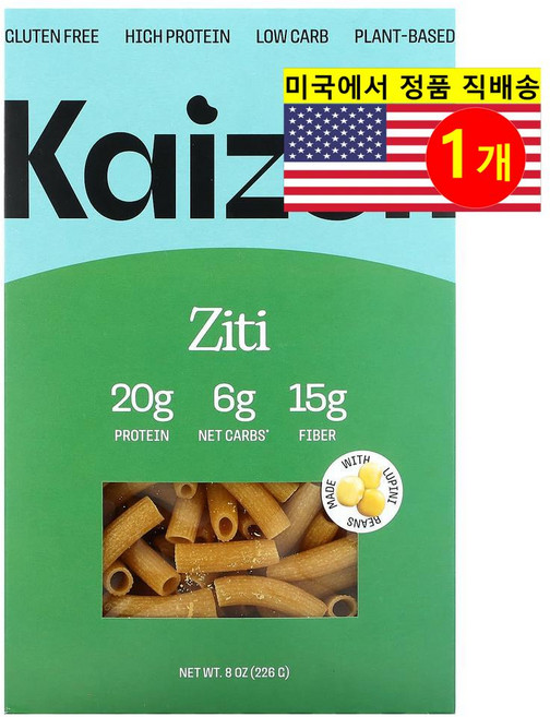 Kaizen 맛있고 풍부한 식물성 영양 고단백 저탄수화물 지티 파스타 226g 1개