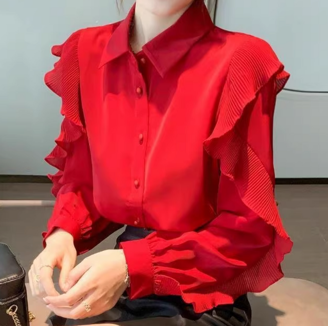 쌍천 난타복 아랑고고장구 댄스복 난타 공연복 고고장구 라인댄스 프릴 화려한 블라우스 A25112212