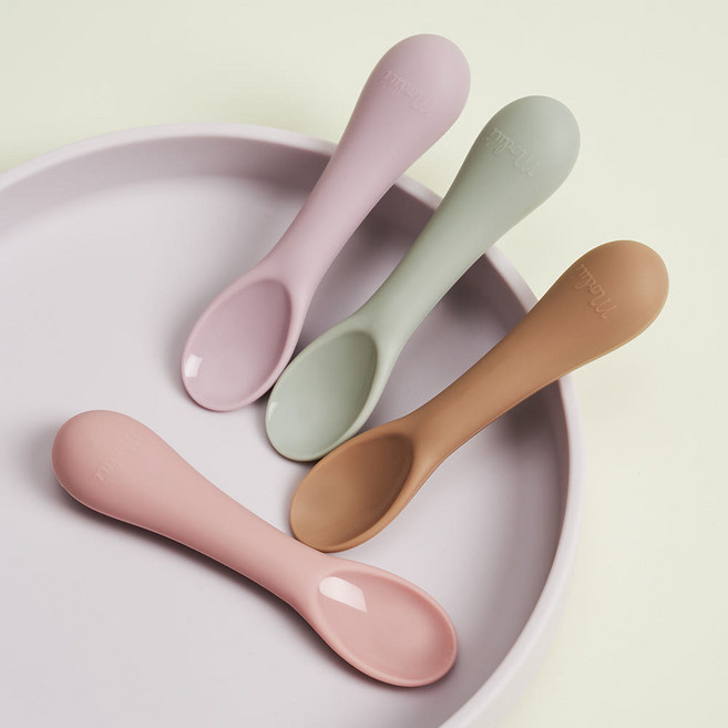 블루마마 실리콘 이유식 조랭이스푼 (케이스 미포함), 소프트핑크, 1개