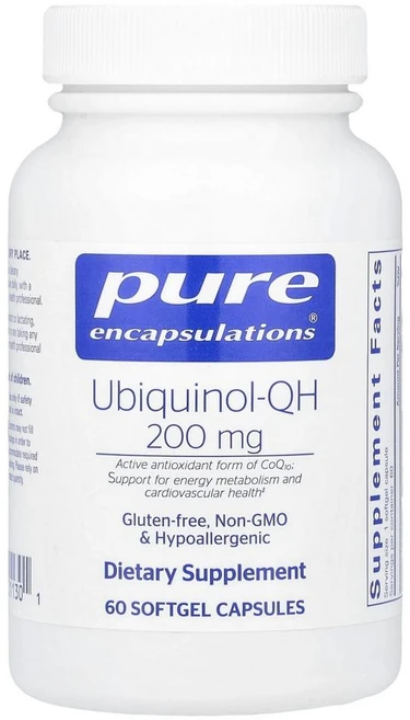 퓨어 인캡슐레이션 유비퀴놀 QH 200mg Pure Encapsulations Ubiquinol-QH 200 mg 60정, 1개 - 쿠팡