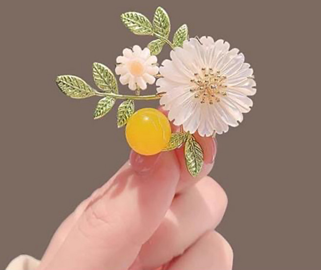 BLOWFISHFUGU 그린 옐로우 화이트 꽃브로치 귀여운 상큼한 액세서리 브로치 귀여운 패션 브로치