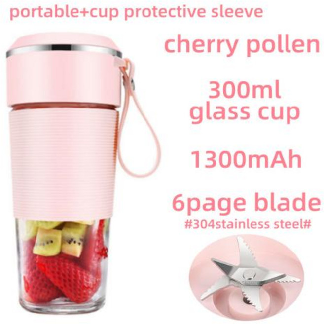휴대용 쥬스 믹서기 Juicer Usb 충전식 무선 미니 스무디 블렌더 믹서 과일 주스 메이커 전기 기계 유리 컵, K10 pink 6 Leaf, 한개옵션1