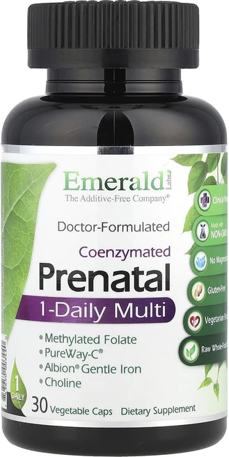 Emerald Laboratories 코엔자이메이티드 프리네이탈 원 데일리 멀티 베지캡슐 30정, 6개 - 쿠팡