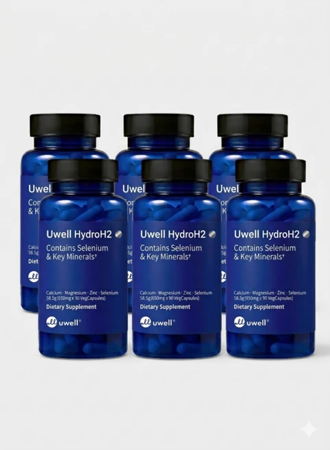 uwell HydroH2/유웰 하이드로H2/티파니영양제/활성산소제거제/유웰식용수소영양제/숙취에좋은/미네랄영양제 90캡슐 6병[원산지:미국], 90정, 6개 - 쿠팡