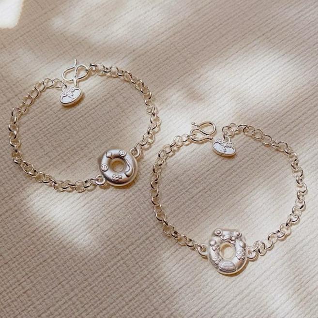 儒家寶寶 純銀手鐲/純銀999手鐲 彌月銀飾 蛇 甜圈蛇 好命蛇 滿月禮