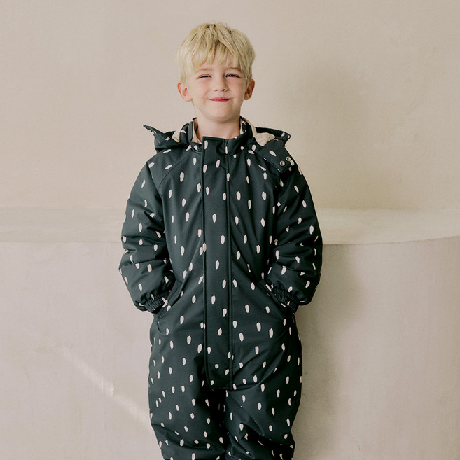 요바프 방수 스노우수트 방한 유아 스키복 키즈 패딩 우주복 눈썰매옷 / 도트