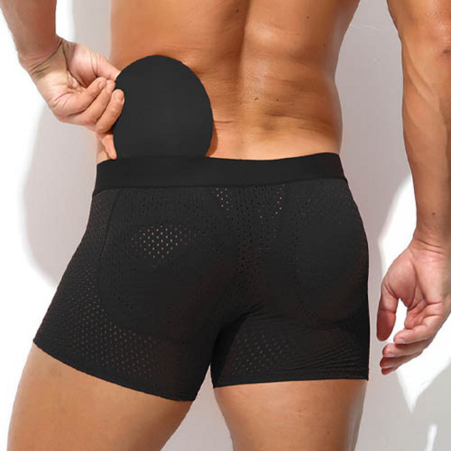 티큐 남성 보정속옷 볼륨 엉덩이뽕 메쉬 사각 드로즈 힙업 팬티 UM198