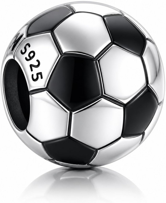축구공 축구 부적 판도라 팔찌 및 목걸이와 호환되는 925 스털링 실버 선수 월드컵 선물