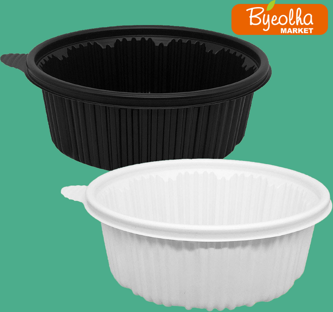 탕용기 찜용기 AJ 225파이 소 2100ml 200개 세트 일회용 배달 포장 PP 용기, 검정, 1박스