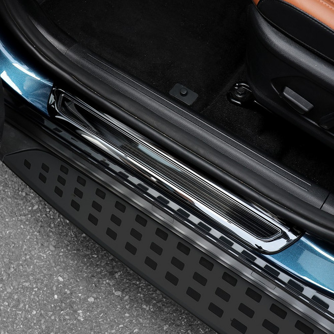 카스타 호환 스포티지 NQ5 도어스커프 커버 몰딩 튜닝 용품 기스방지, 외부 블랙