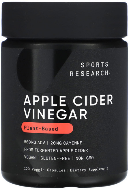 미국산 스포츠리서치 애플 사이다 비니거 500mg 120베지캡슐 Sports Research Apple Cider Vinegar 선물증정, 1개, 120정