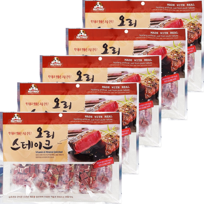 뉴트리오 스테이크 맛있는 강아지 영양 간식, 400g, 5개, 오리큐브 스테이크