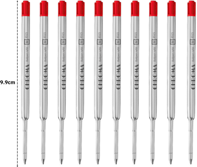 크로마 볼펜심 10개 독일잉크 G2 리필 국제표준규격 몽블랑파카스위스밀리터리등 호환가능, 빨강 10개