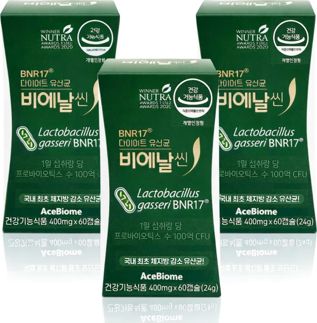 비에날씬 다이어트 유산균 400mg x 60캡슐 3박스 /An 멀티 고함량 영양제, 3개, 60정 - 쿠팡