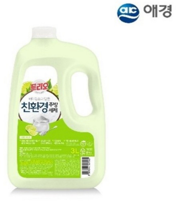 [트리오] 베이킹소다 담은 친환경 주방세제 용기 (라임향), 1개, 3L