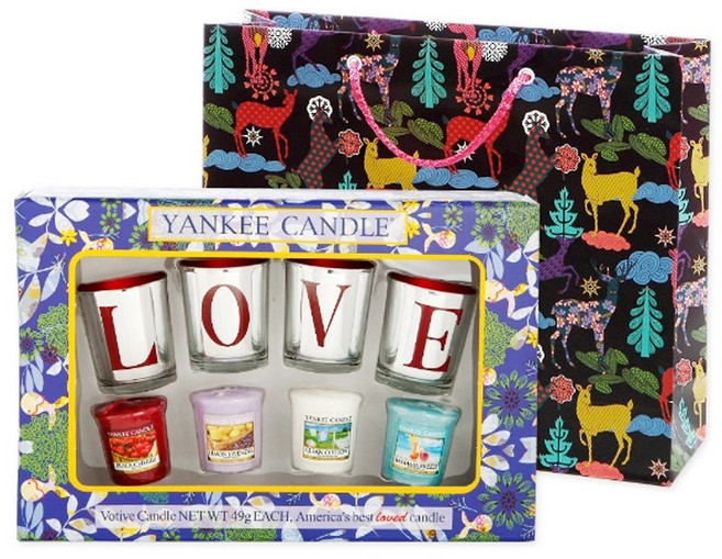 YANKEE CANDLE 보티브 4종 LOVE 캔들 홀더 선물세트, 클린 코튼 외