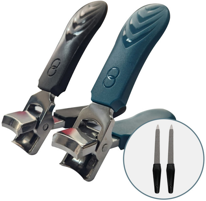 한투스 손톱깎이 세트 두꺼운 발톱깎이 손톱줄 ST301, 1세트, 블랙+그린+줄2개