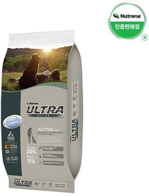 뉴트리나 전연령 강아지 울트라 액티브 건식사료, 곡물, 15kg, 1개