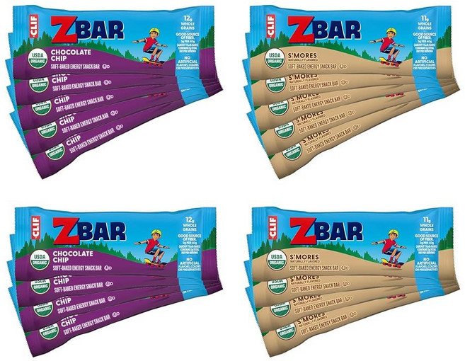 Zbar - 초콜릿 칩 및 스모어 - 버라이어티 팩 - 부드러운 베이킹 스낵 바 - GMO 프리 - 통곡물 11g - USDA 유기농 그래놀라 바 (18팩), Clif Kid ZBar 그래놀라 바 Zbar - 초콜, 1개, 36g