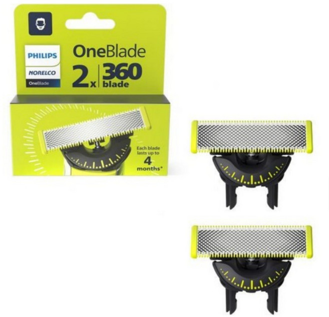 필립스 Norelco 정품 OneBlade 360 블레이드 교체용 2개 QP420/80, 1개, 1 Count (Pack of 2)