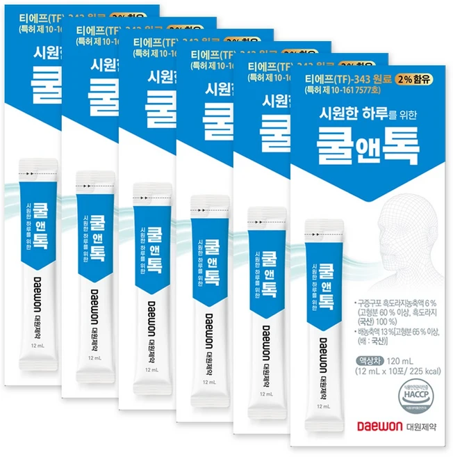 대원 제약 쿨앤톡 시원한 하루를 위한 흑도라지 콜 구증구포 배농축액 생강 특허원료 목편한 목건강, 6개, 120ml - 쿠팡