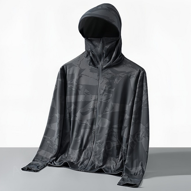 AOKADA 남성 여름 밀리터리 초경량 자외선 차단 냉감 후드집업 쿨링 자켓 등산 낚시 아웃도어 아우터, 딥그레이