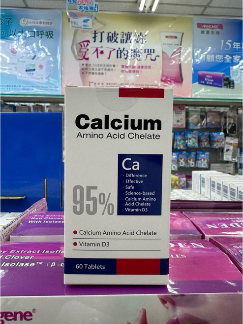 新安寶力 氨基酸螯合鈣 維生素D3, 1個, 60粒