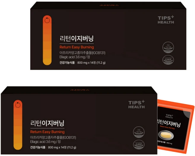 팁스헬시 리턴 이지버닝 와일드망고 300mg 체지방 감소 인증 다이어트 건강기능식품, 2개, 14회분 - 쿠팡