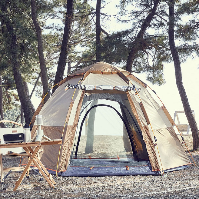 루앤 원터치 돔 텐트 타프 그늘막 비치 캠핑 나들이 육각 3-4인용