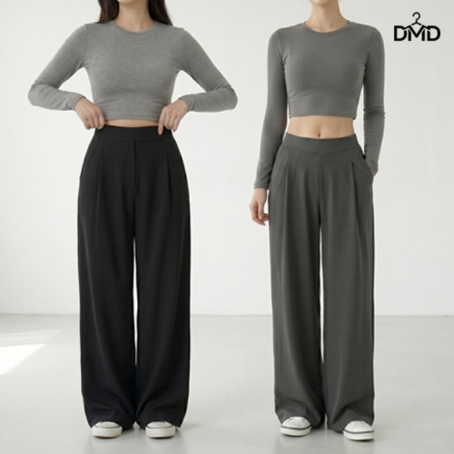 다몬딱 여자 하이웨스트 밴딩 여자 바지 팬츠