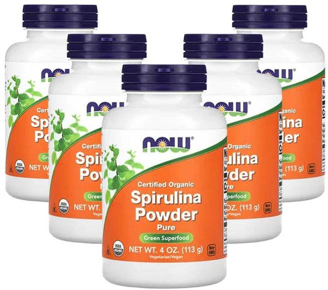 나우 푸드 인증된 유기농 스피룰리나 가루 순수 성분 (4oz), 5개, 113g - 쿠팡
